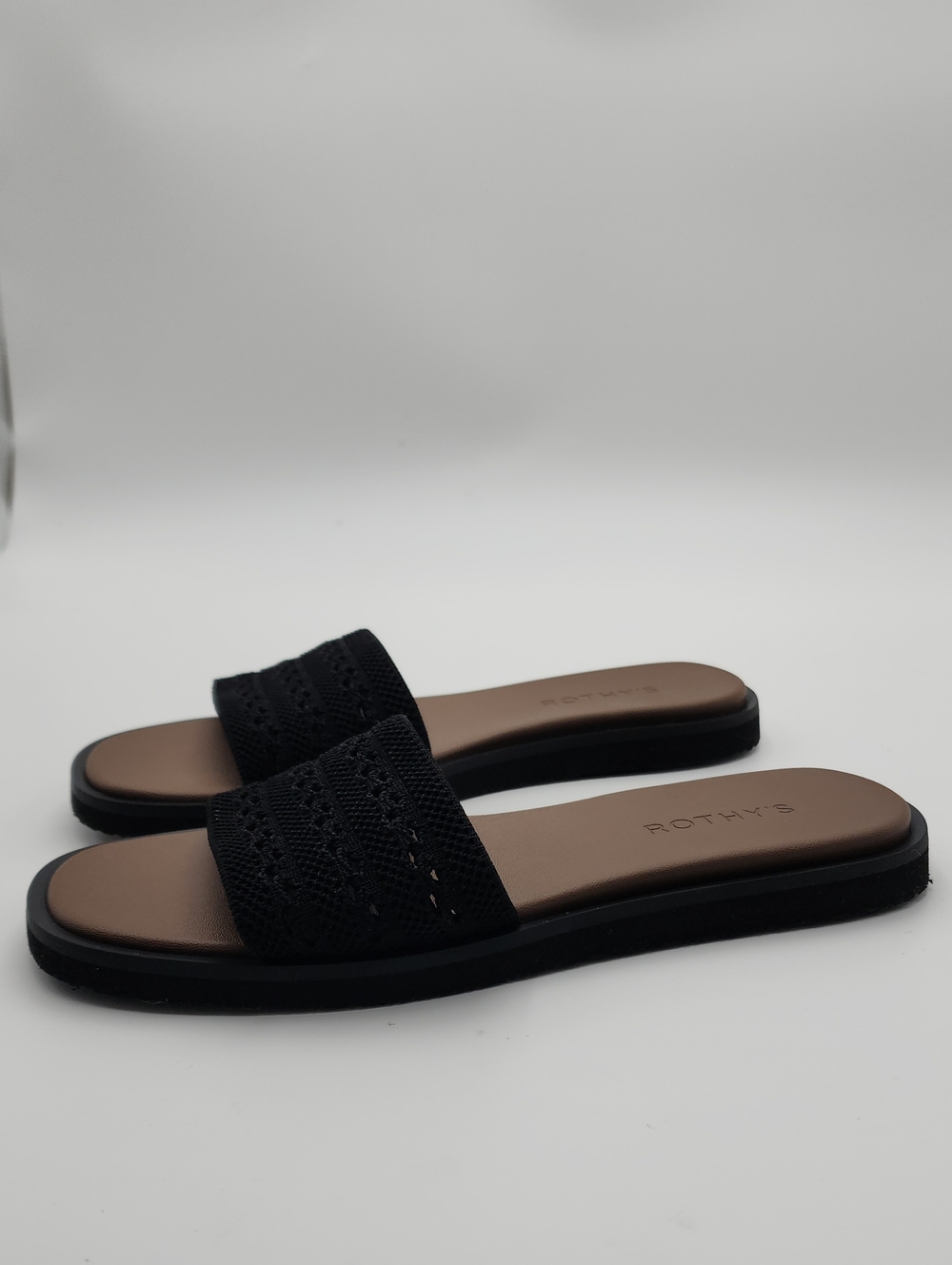 Rothy's The Slide Sandals in Black Crochet Size 8, like new - Picture 2 of 15